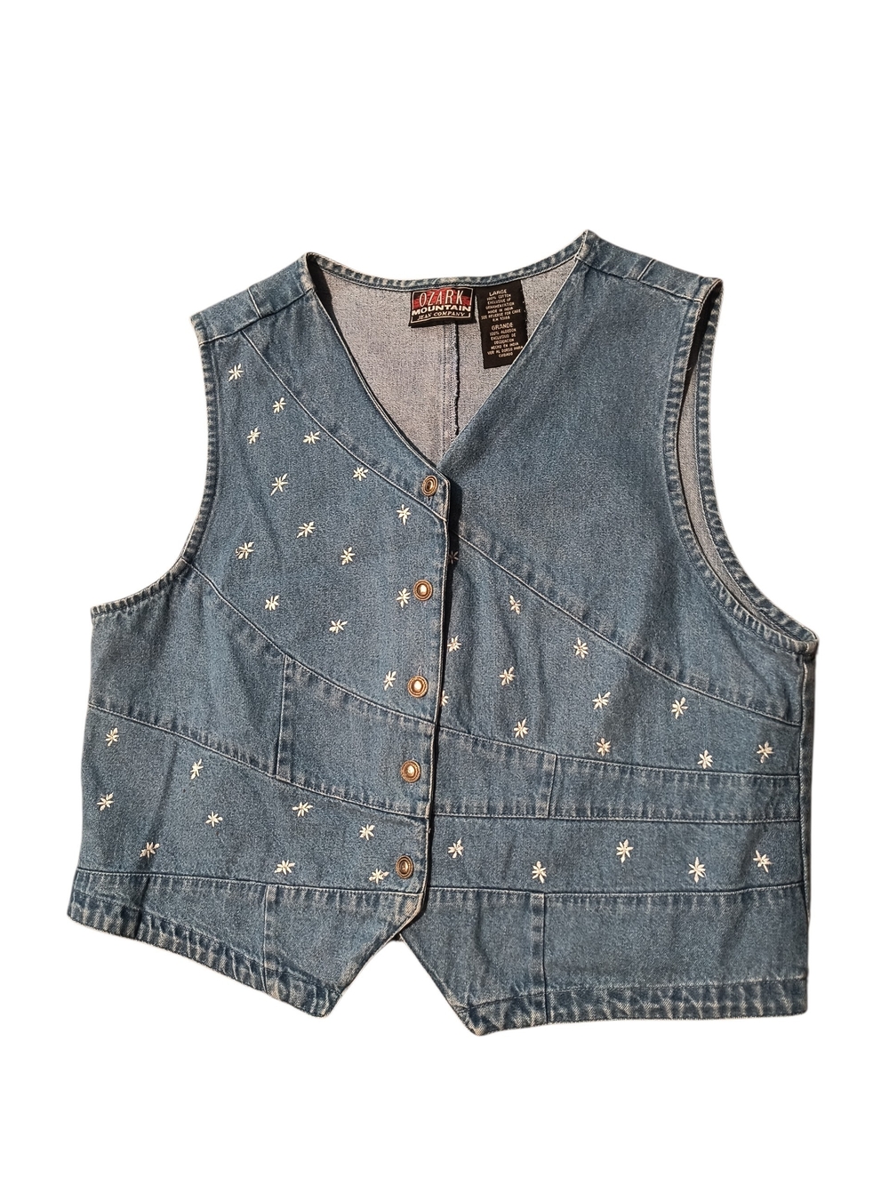 Ozark Trail Girls' Denim Vest with White Star Embroidery - Blue